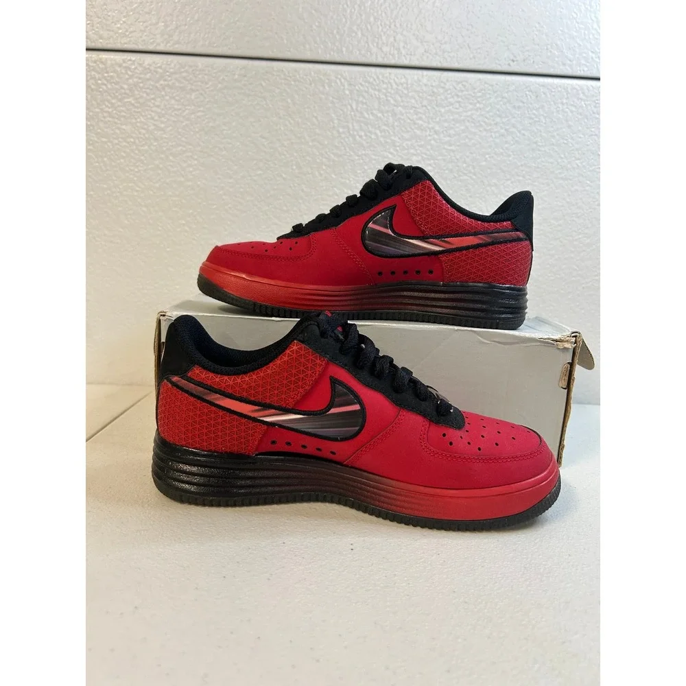 Nike Lunar Force 1 Low University Red Black Kids 4.5Y #2527